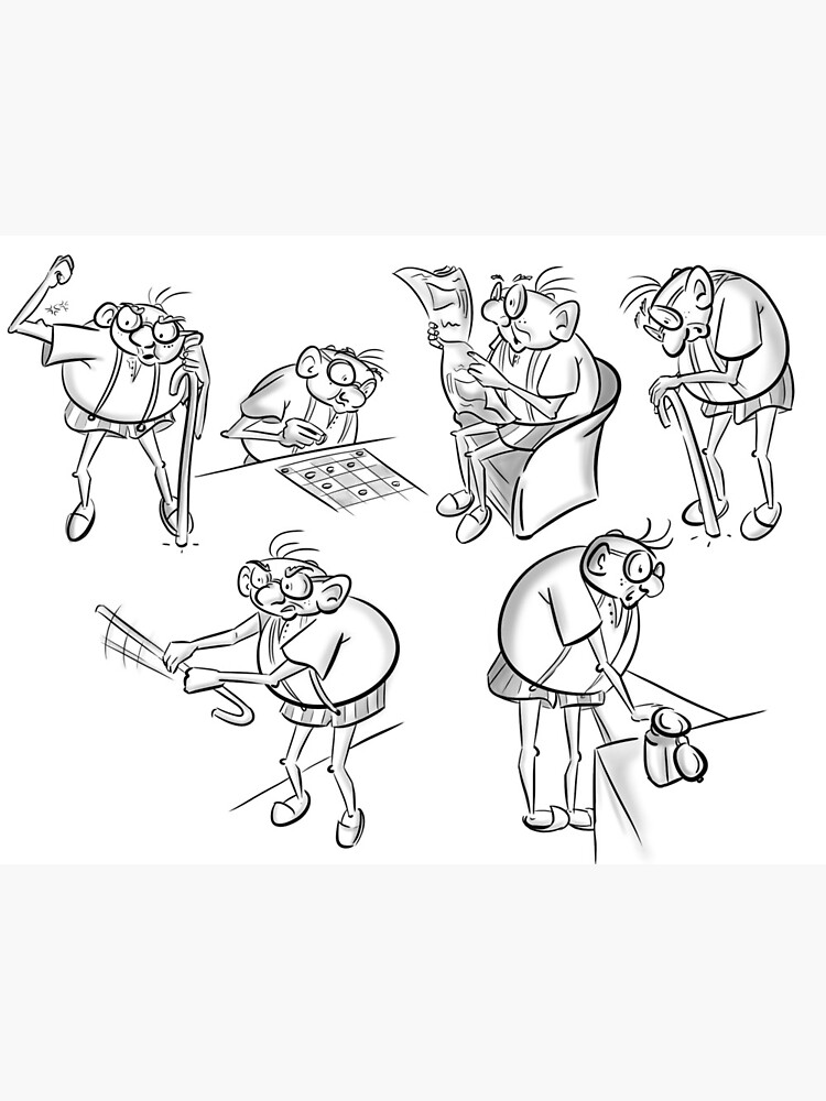 Old Man Oliver Character Design Greeting Card By Sarahjonettuno Redbubble