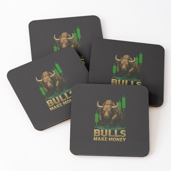 Item preview, Bulls Make Money – Powerful Charging Bull with Stock Market Candles designed and sold by BullishJunkie.