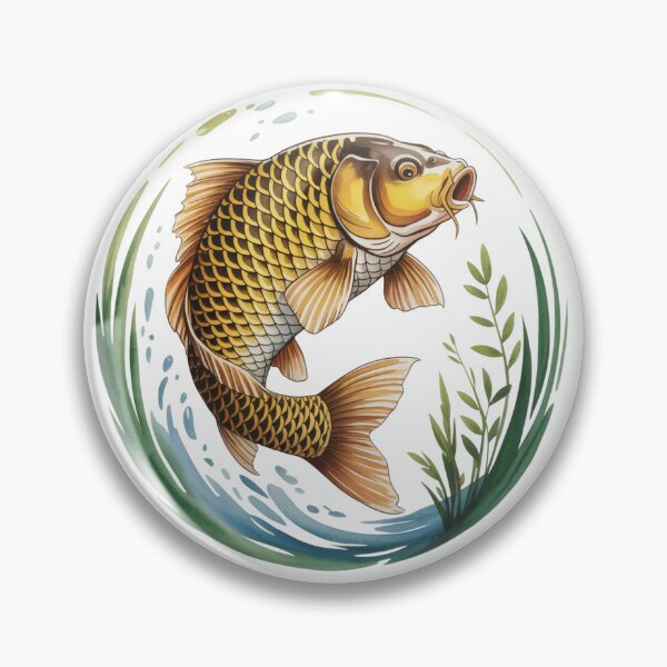 Item preview, Golden Carp Circle – Circular Design with Aquatic Vegetation designed and sold by FusiTink.