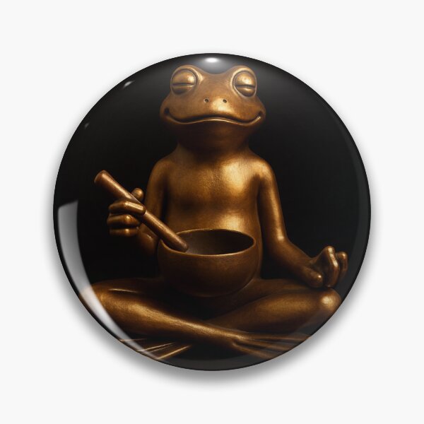 Item preview, Bronze Zen Frog with Singing Bowl - Mindful meditation Art designed and sold by EarthandOcean.
