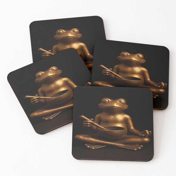 Item preview, Bronze Zen Frog with Singing Bowl - Mindful meditation Art designed and sold by EarthandOcean.