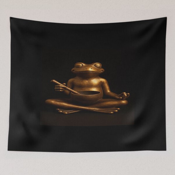Item preview, Rana zen de bronce con cuenco tibetano - Arte de meditación consciente designed and sold by EarthandOcean.