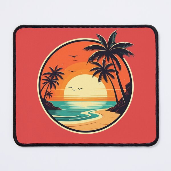 Item preview, Tropical Sunset Retro Travel Badge designed and sold by PrintBreeze.