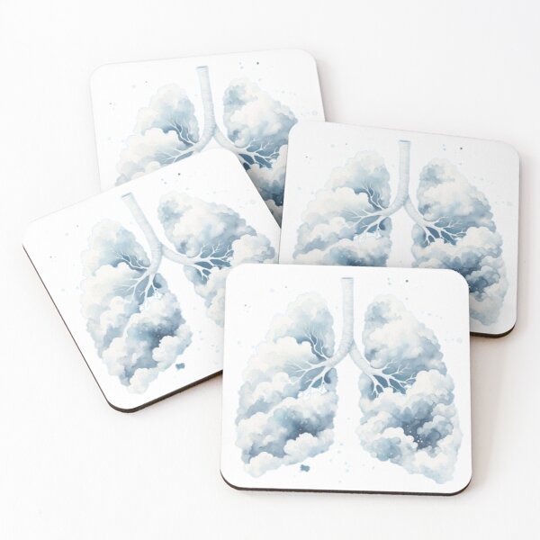 Item preview, Minimal Watercolor White Clouds Pair on Light Blue Background – Elegant Transparent Sky Art with Lung-Like Shape and Soft Wet Wash Effect designed and sold by Mytrustiq.
