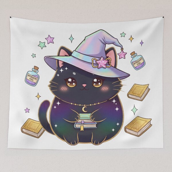 Item preview, Magical Introvert Cat | Pastel Witch Hat Halloween Digital Art designed and sold by AnnDesignStudio.