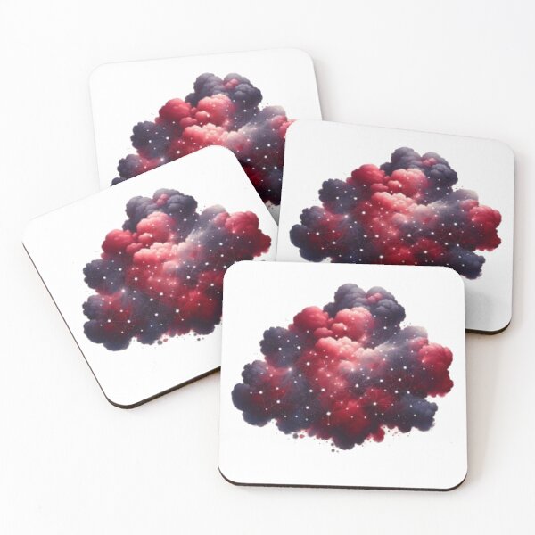 Item preview, Dark Red and Pink Smoke Cloud with Glowing White Network Lights – Minimal Watercolor on Cream Background with Open Space designed and sold by Mytrustiq.
