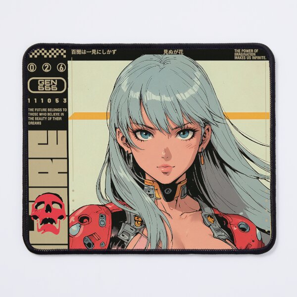 Item preview, gray-haired cyberpunk anime girl designed and sold by BOZGO.