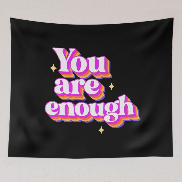 Item preview, You are enough. - motivational saying retro groovy pink  designed and sold by SkeletonsDanger.