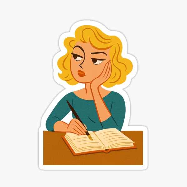Item preview, Daydreaming Writer – Retro Illustration designed and sold by catherinecrab.