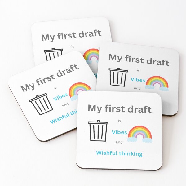 Item preview, My First Draft is Vibes and Wishful Thinking - Writer Humor designed and sold by LawrenceDesigns.