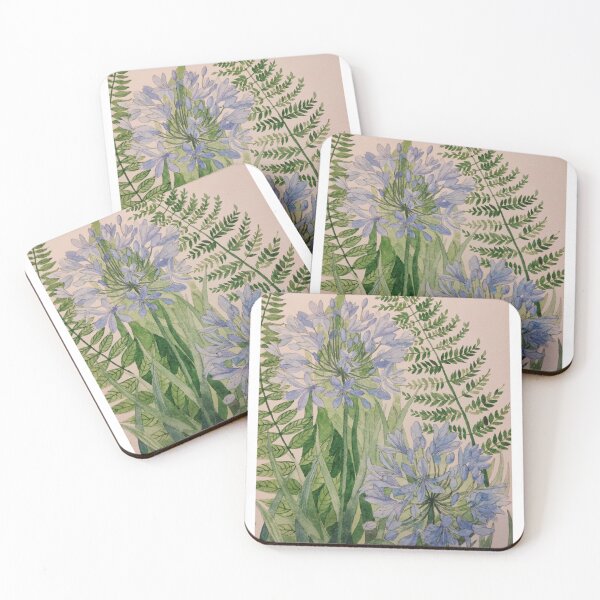 Item preview, Blue Agapanthus blossoms watercolour painting. designed and sold by esvb.