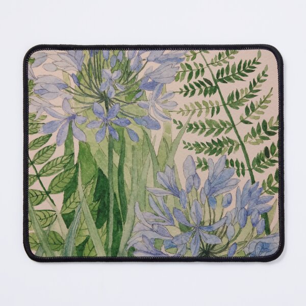 Item preview, Blue Agapanthus blossoms watercolour painting. designed and sold by esvb.