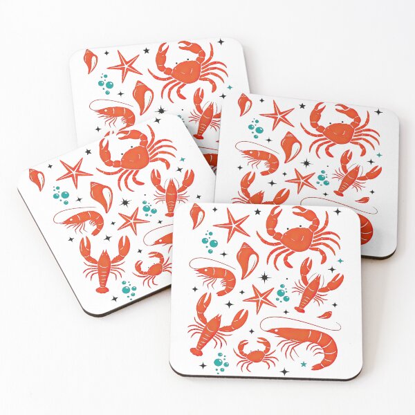 Item preview, Red Sea Creatures Nautical Pattern designed and sold by ArtfulWeave.