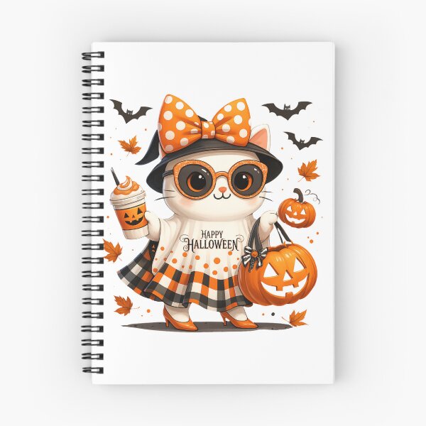 Item preview, Cute Halloween Cat – Kawaii Witch Kitty with Pumpkin Purse designed and sold by kenavoArts.