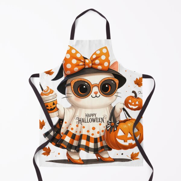 Item preview, Cute Halloween Cat – Kawaii Witch Kitty with Pumpkin Purse designed and sold by kenavoArts.