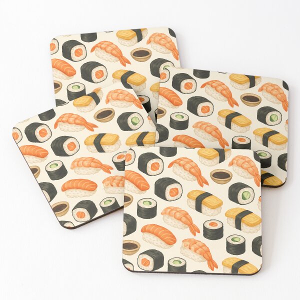 Item preview, Watercolor Sushi Pattern – Seamless Japanese Cuisine Design designed and sold by BloomOfDesign.