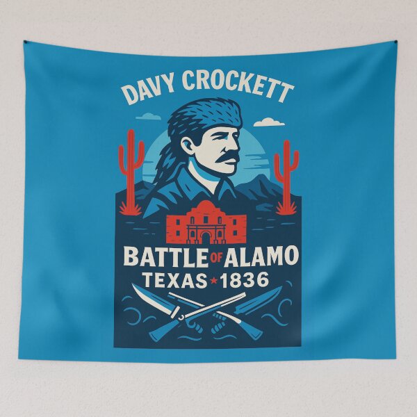 Item preview, Davy Crockett – Battle of the Alamo Texas 1836 | Modern Blue Western Design designed and sold by jelonkaa.