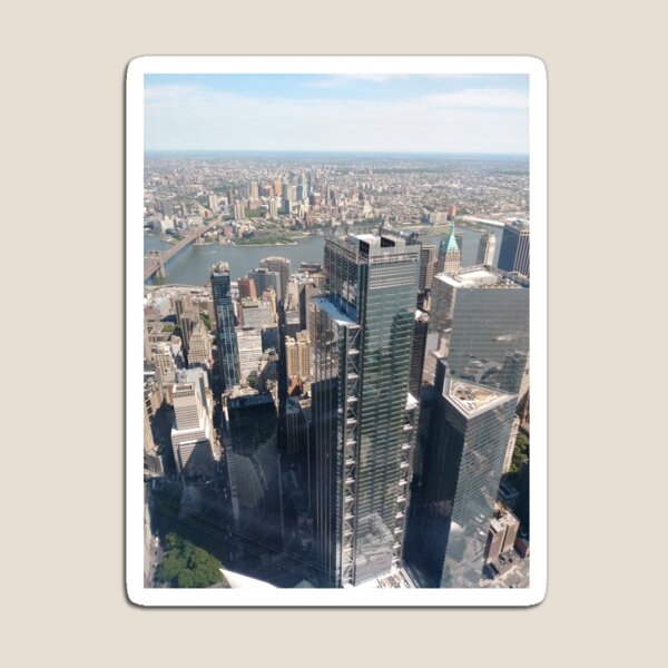 #Manhattan, #NewYorkCity, #downtown, #NewYork, skyscrapers, river, Hudson, bridges, streets Magnet