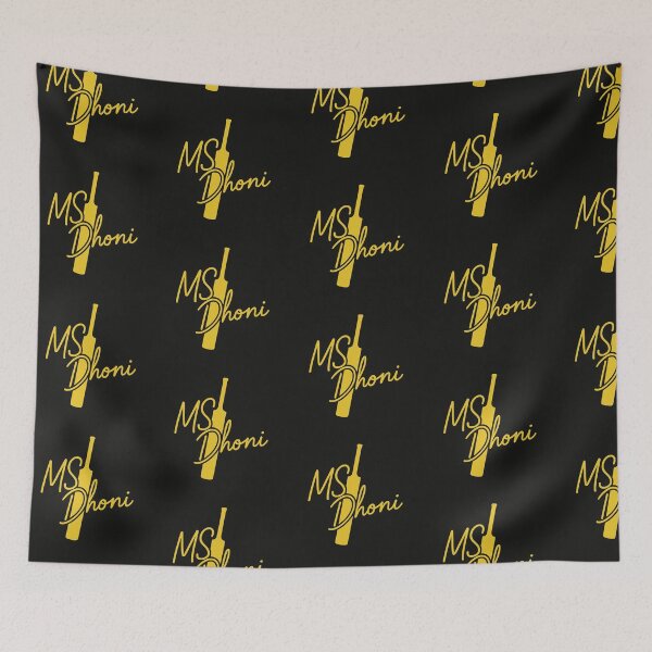 Item preview, MS Dhoni Minimalist Yellow Bat Signature – CSK Black & Gold Cricket Fan Art designed and sold by Redloo.