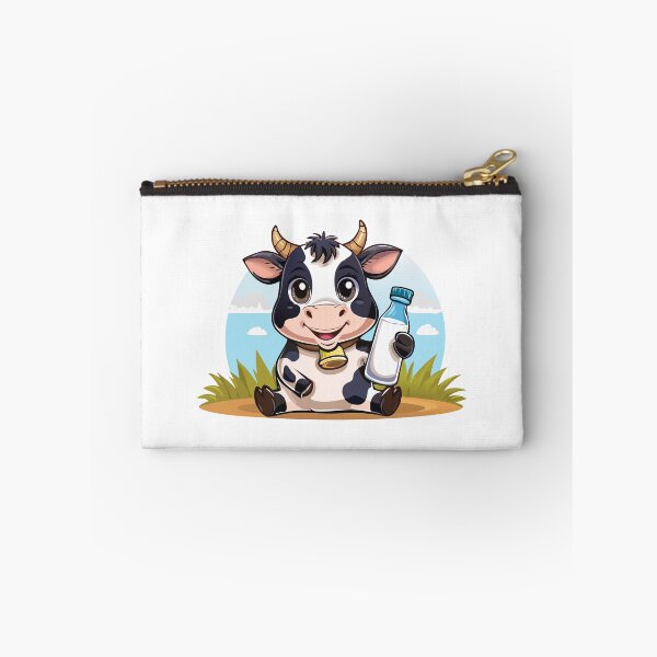 Item preview, Cartoon happy calf holding a bottle of milk, Cheerful cow with a bottle of milk, Farm, cow with horns watching you curiously, Farming cattle animal, sketch for milk diary and beef products designed and sold by Danler.