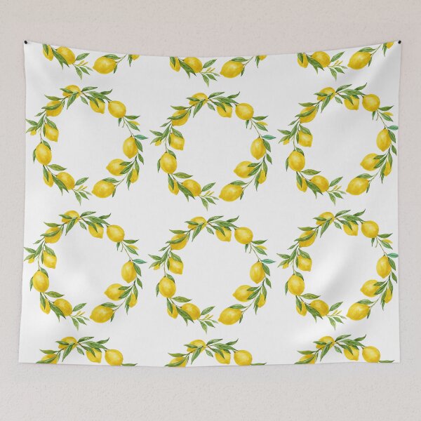 Item preview, Watercolor Lemon Wreath Illustration designed and sold by ArtfulWeave.
