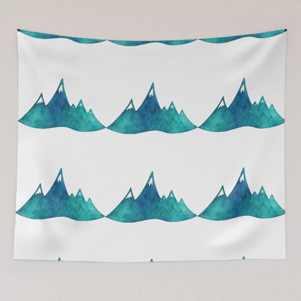 Item preview, Blue Watercolor Mountain Range Illustration designed and sold by ArtfulWeave.