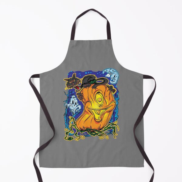 Item preview, Cyclops Pumpkin Halloween Scene – Black Cat, Ghost & Bug-Eyed Moon designed and sold by eShirtLabs.
