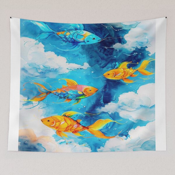 Item preview, Fish with blue background designed and sold by saly55887.