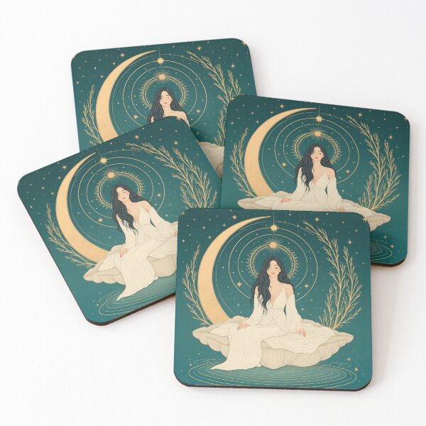 Item preview, Diosa Lunar en Meditación – Belleza Cósmica Lunar Goddess in Meditation – Cosmic Beauty designed and sold by aluzia.design.