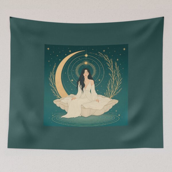 Item preview, Lunar Goddess in Meditation – Cosmic Beauty Lunar Goddess in Meditation – Cosmic Beauty designed and sold by 	aluzia.design.