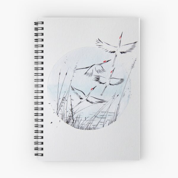 Item preview, Four Cranes Taking Flight from Water in Circle | Minimalist Crane Art designed and sold by AngelaMarieArt.