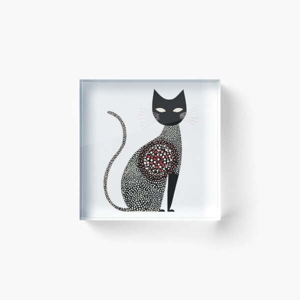 Item preview, Minimalist Abstract Cat in Dot Art Style In Black and White designed and sold by dawnleblanc55.