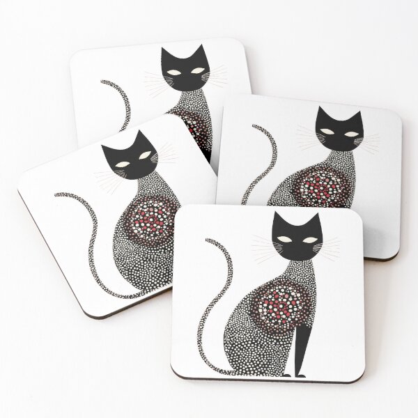Item preview, Minimalist Abstract Cat in Dot Art Style In Black and White designed and sold by dawnleblanc55.