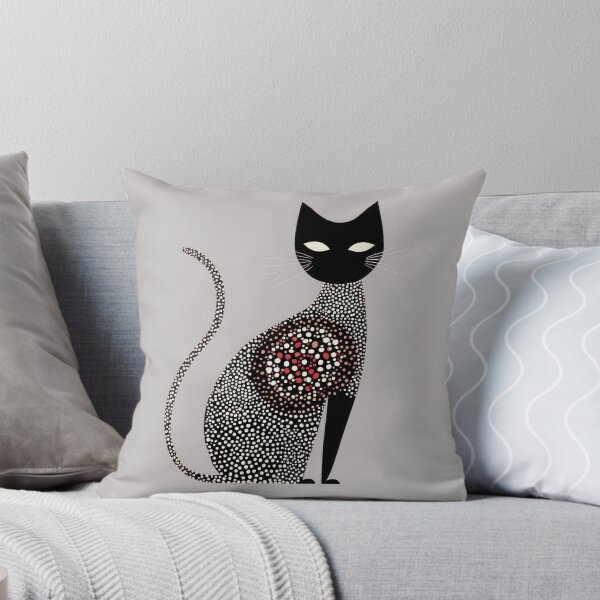 Item preview, Minimalist Abstract Cat in Dot Art Style In Black and White designed and sold by dawnleblanc55.