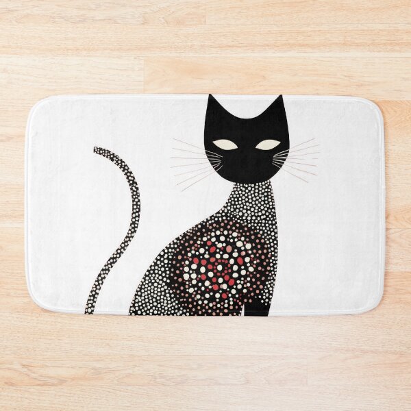 Item preview, Minimalist Abstract Cat in Dot Art Style In Black and White designed and sold by dawnleblanc55.