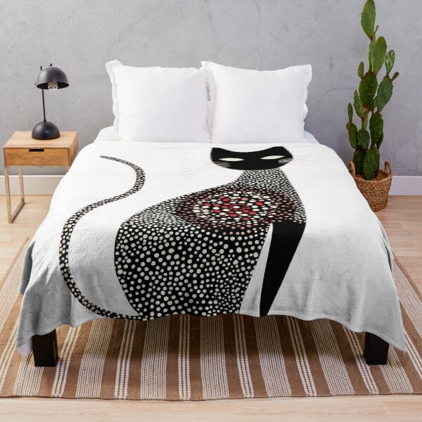 Item preview, Minimalist Abstract Cat in Dot Art Style In Black and White designed and sold by dawnleblanc55.
