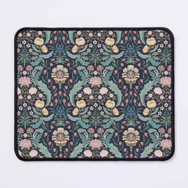 Item preview, Victorian era floral with roses carnations forget me nots on deep navy designed and sold by misentangled.