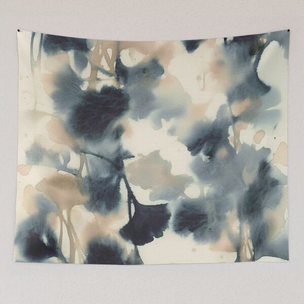 Item preview, Ethereal Ink Flow Ginkgo Abstract Watercolor in Warm Neutrals and Deep Charcoal designed and sold by trajeado14.