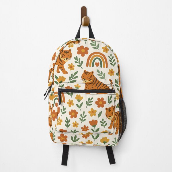 Item preview, Tiger Love – Cute Tigers, Rainbows & Flowers | Folk Art Seamless Pattern designed and sold by BloomOfDesign.