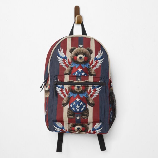 Item preview, Cute American Bear with Stars and Stripes Wings Wearing Patriotic USA Flag Colors Symbolizing Freedom and Strength Artwork designed and sold by ArtDesignTp.
