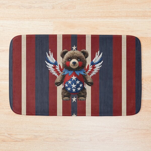 Item preview, Cute American Bear with Stars and Stripes Wings Wearing Patriotic USA Flag Colors Symbolizing Freedom and Strength Artwork designed and sold by ArtDesignTp.
