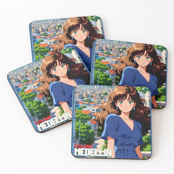 Item preview, Retro Anime Girl from Medellin Colombia Vintage Travel Romantic Quote designed and sold by Kawaii-Sky.