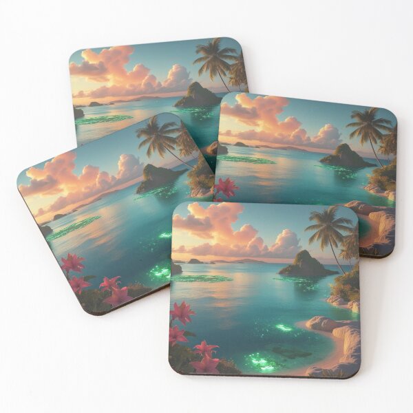 Item preview, Bioluminescent Tropical Cove at Sunset designed and sold by Uniquely Yours.