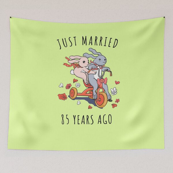 Item preview, Just Married 85 Years Ago - 85th Anniversary Couple Bunnies Tee, Phone Cases And Other Gifts designed and sold by MemWear.