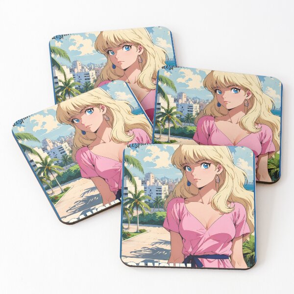 Item preview, Retro Anime Girl from Cancun Mexico  Vintage Travel Romantic Quote designed and sold by Kawaii-Sky.