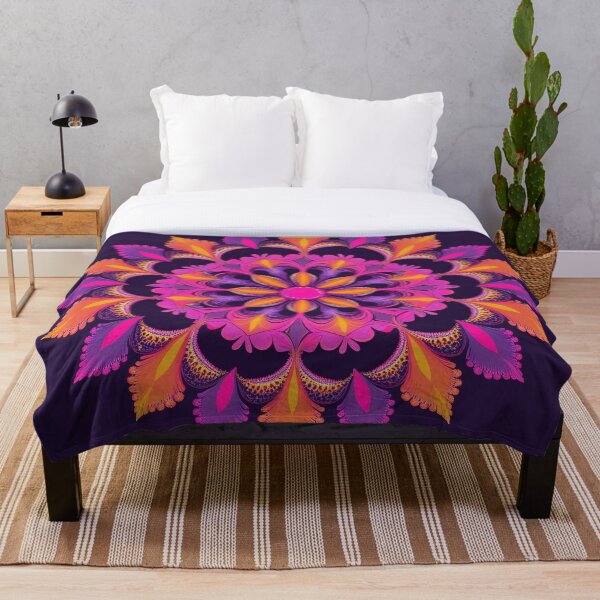 Item preview, Flor femenina vibrante: mandala fractal rosa, morado y dorado designed and sold by Harmonic_Layers.