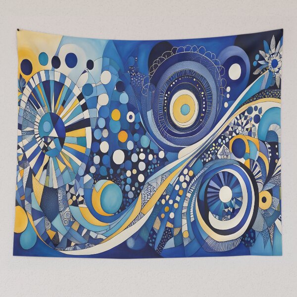 Item preview, Geometric abstraction in yellow and blue designed and sold by artedamensagem.