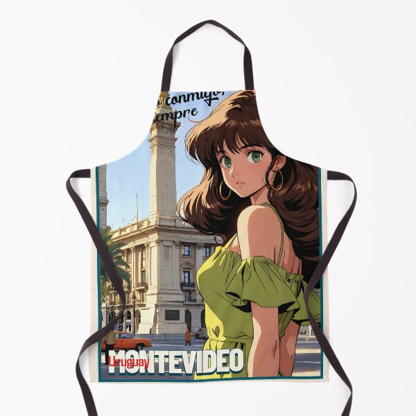 Item preview, Retro Anime Girl from Montevideo Uruguay Vintage Travel Romantic Quote designed and sold by Kawaii-Sky.