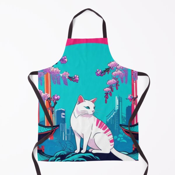 Item preview, Urban Sakura Cat – White Feline in Neon Japanese Temple City designed and sold by LEO'S CREATURE　れおずくりーちゃー.
