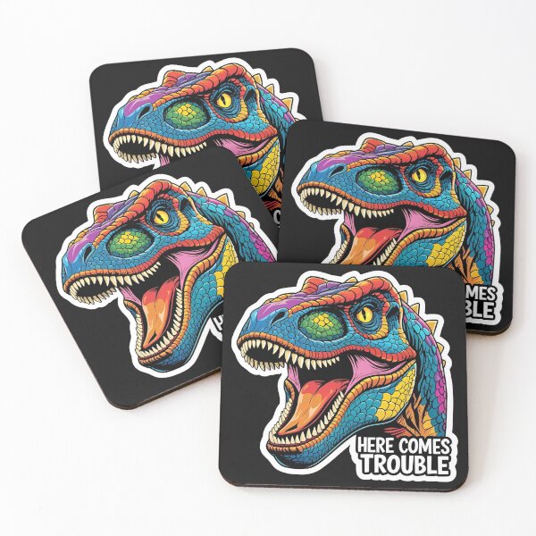 Item preview, Colorful T-Rex Dinosaur Head - Here Comes Trouble designed and sold by KaternArt.